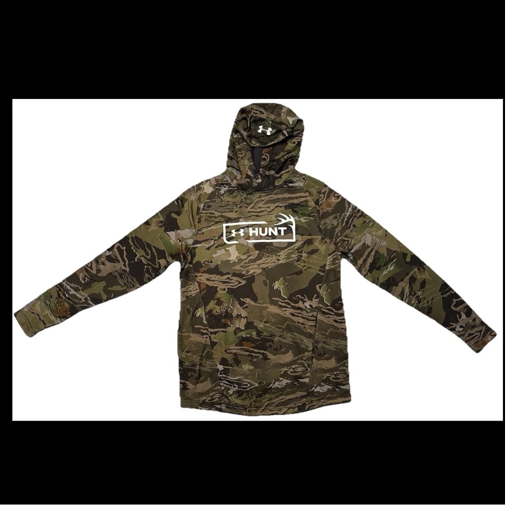 Under Armour Camo Hoodie Hnting Hunt Anorak Pcket Drwstrng Swtshrt Outdrs Men SM